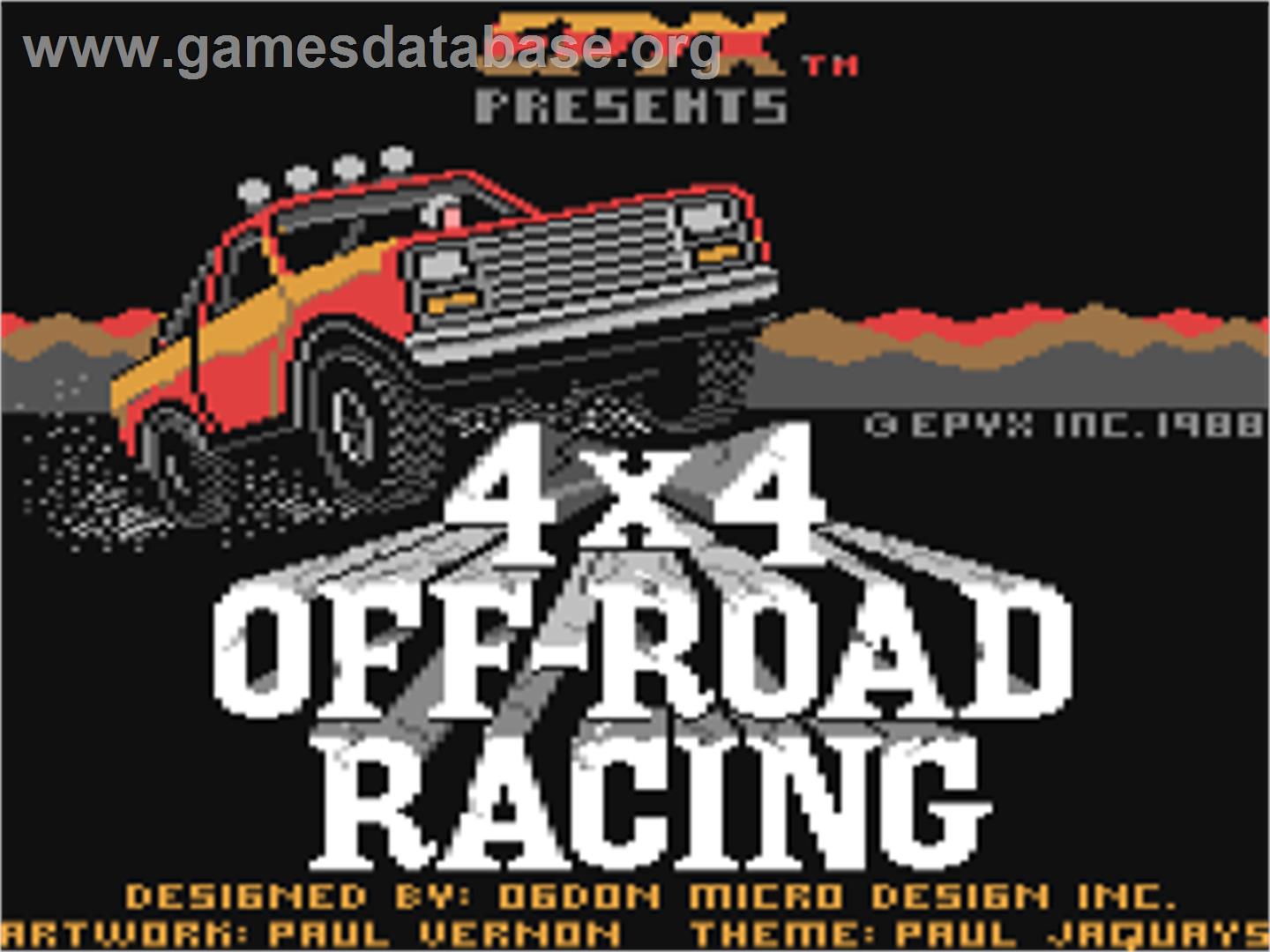 4x4 Off-Road Racing - Commodore 64 - Artwork - Title Screen