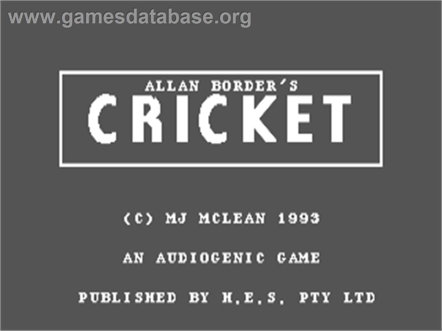 Allan Border's Cricket - Commodore 64 - Artwork - Title Screen