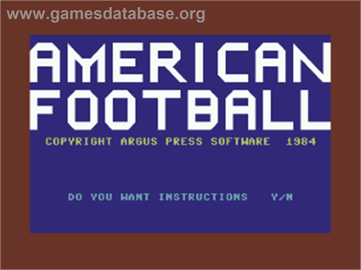 American Football - Commodore 64 - Artwork - Title Screen