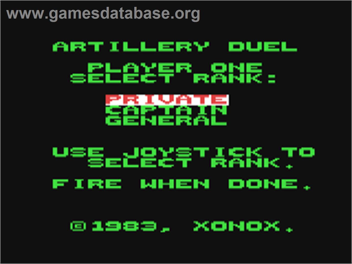 Artillery Duel - Commodore 64 - Artwork - Title Screen