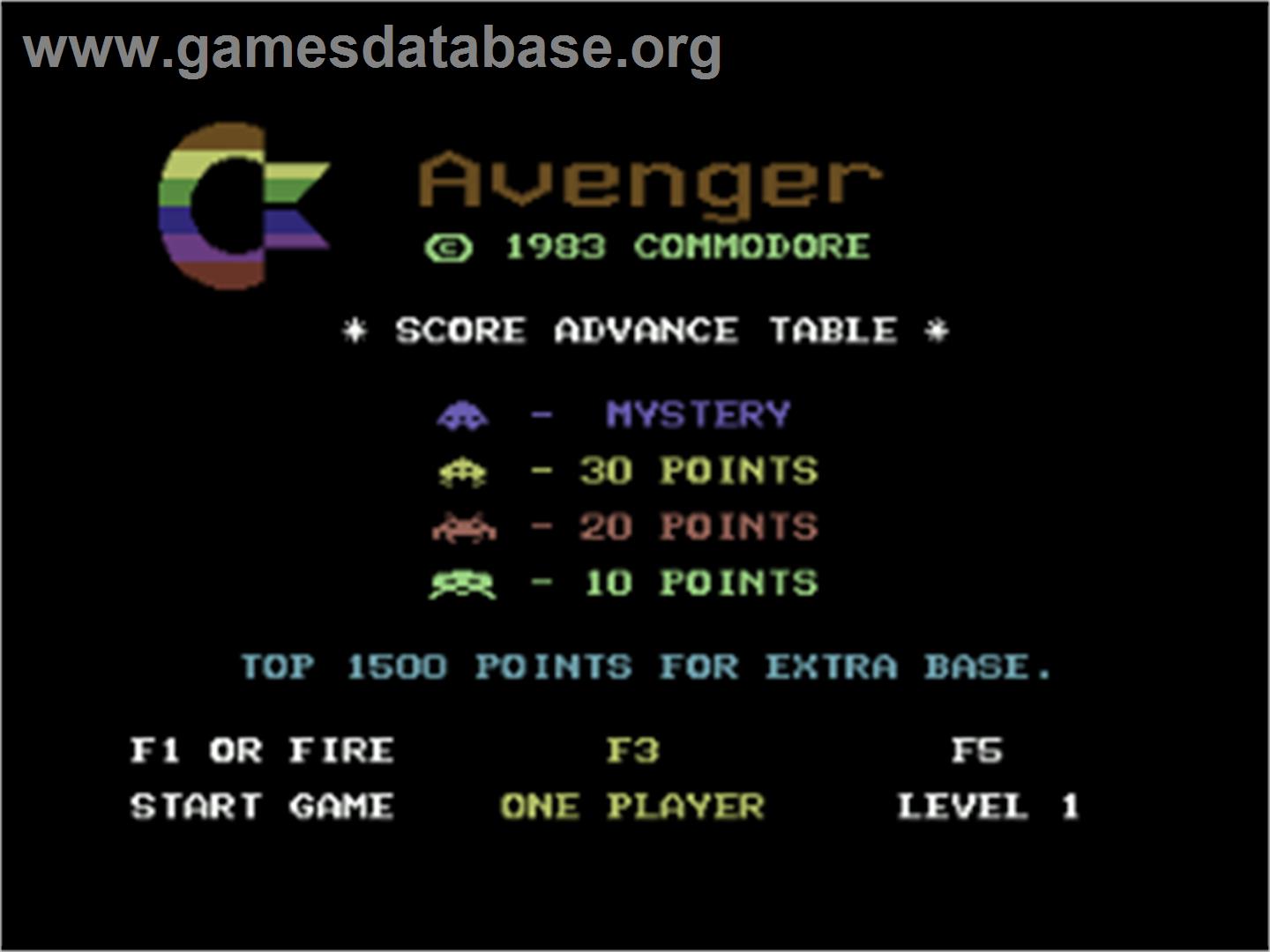 Avenger - Commodore 64 - Artwork - Title Screen