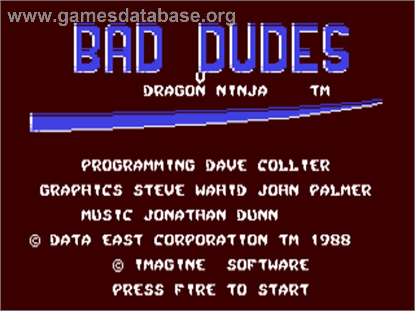Bad Dudes - Commodore 64 - Artwork - Title Screen