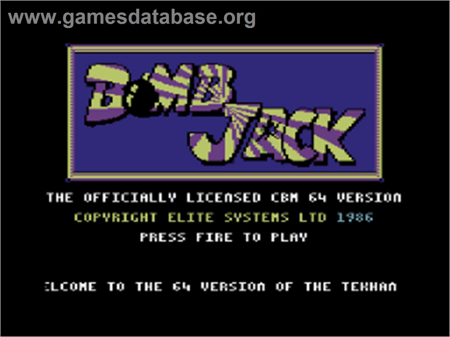 Bomb Jack - Commodore 64 - Artwork - Title Screen