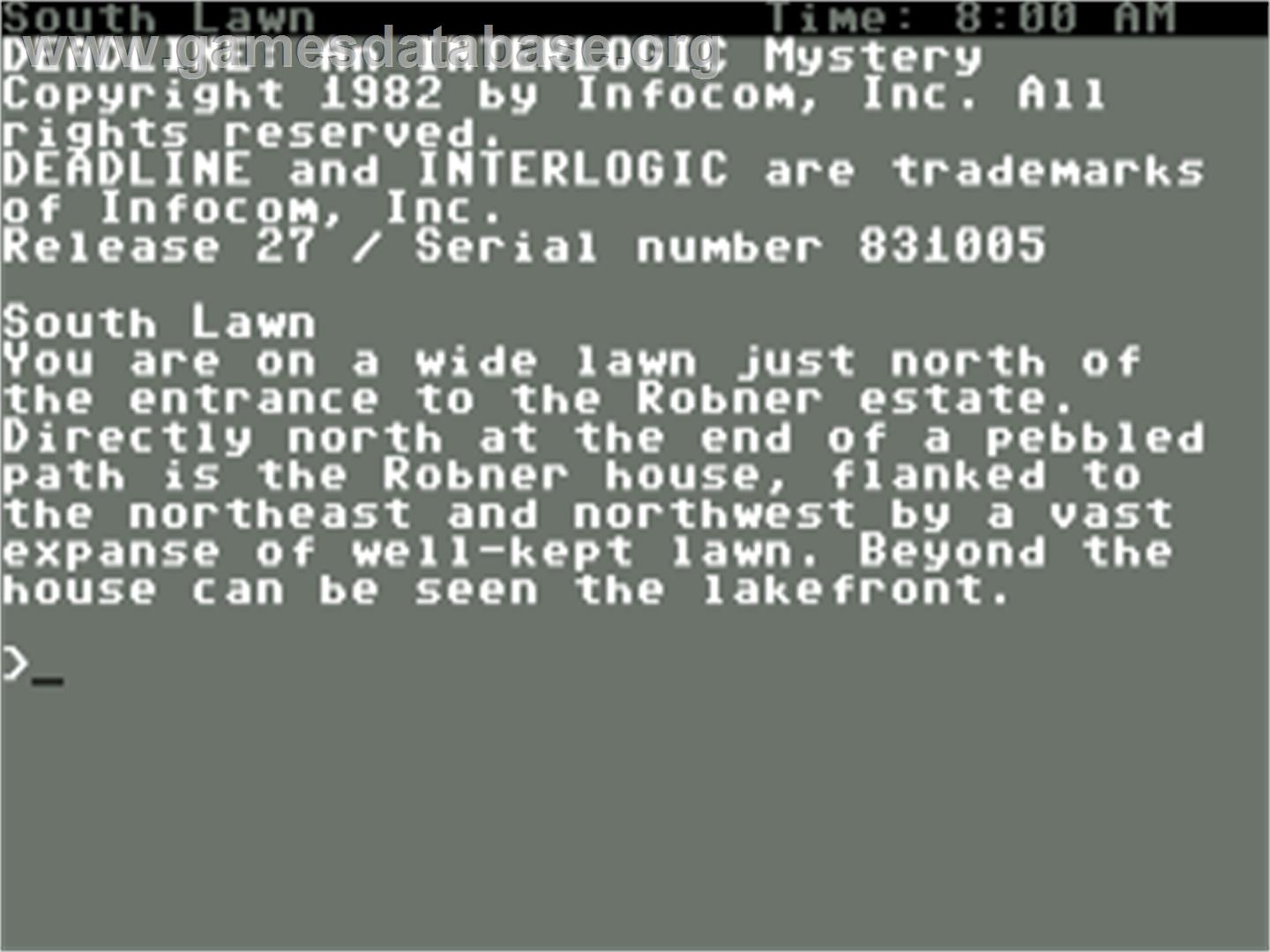 Deadline - Commodore 64 - Artwork - Title Screen