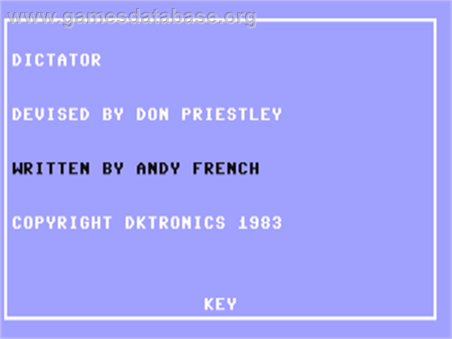 Dictator - Commodore 64 - Artwork - Title Screen