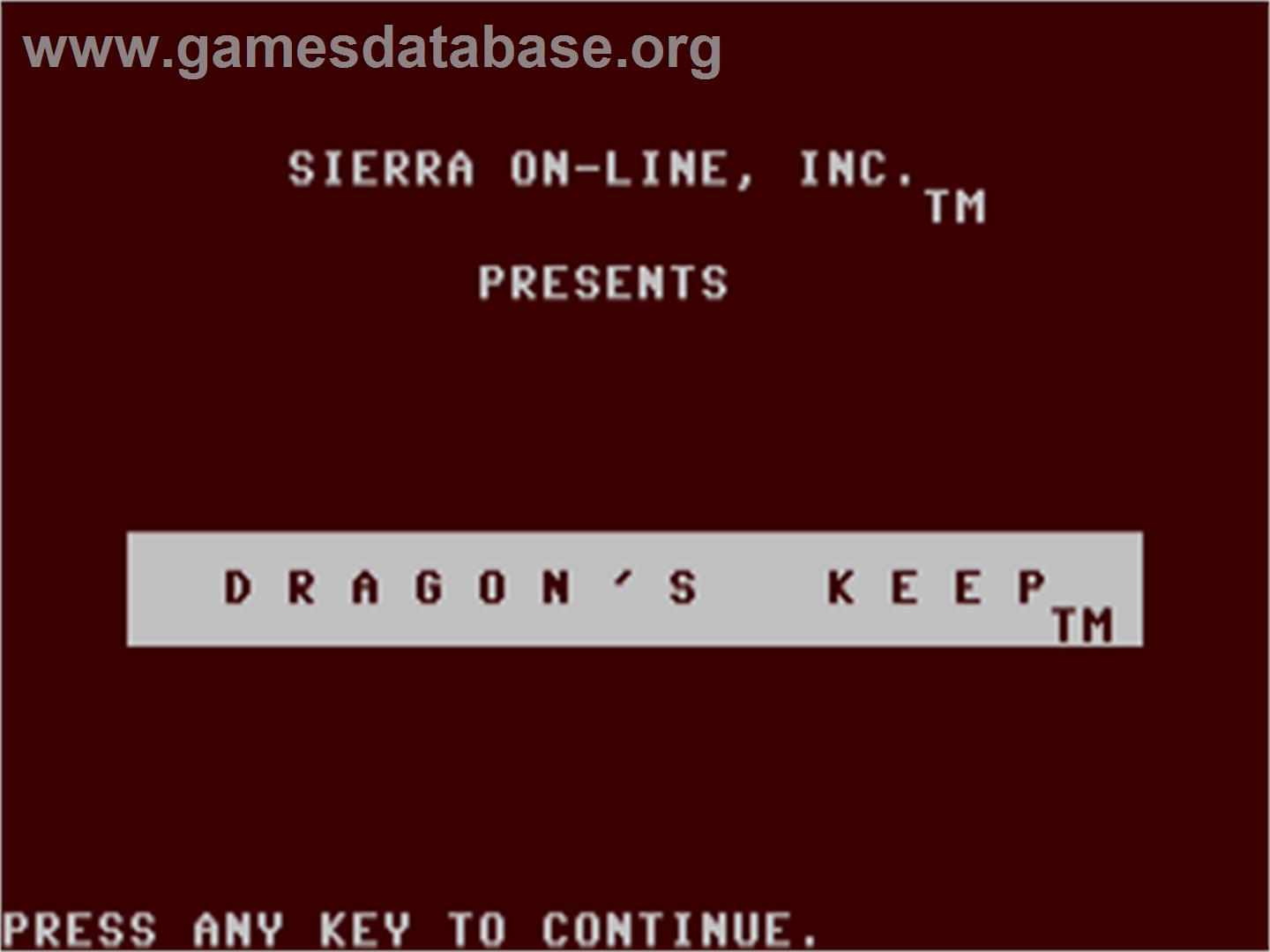 Dragon's Keep - Commodore 64 - Artwork - Title Screen