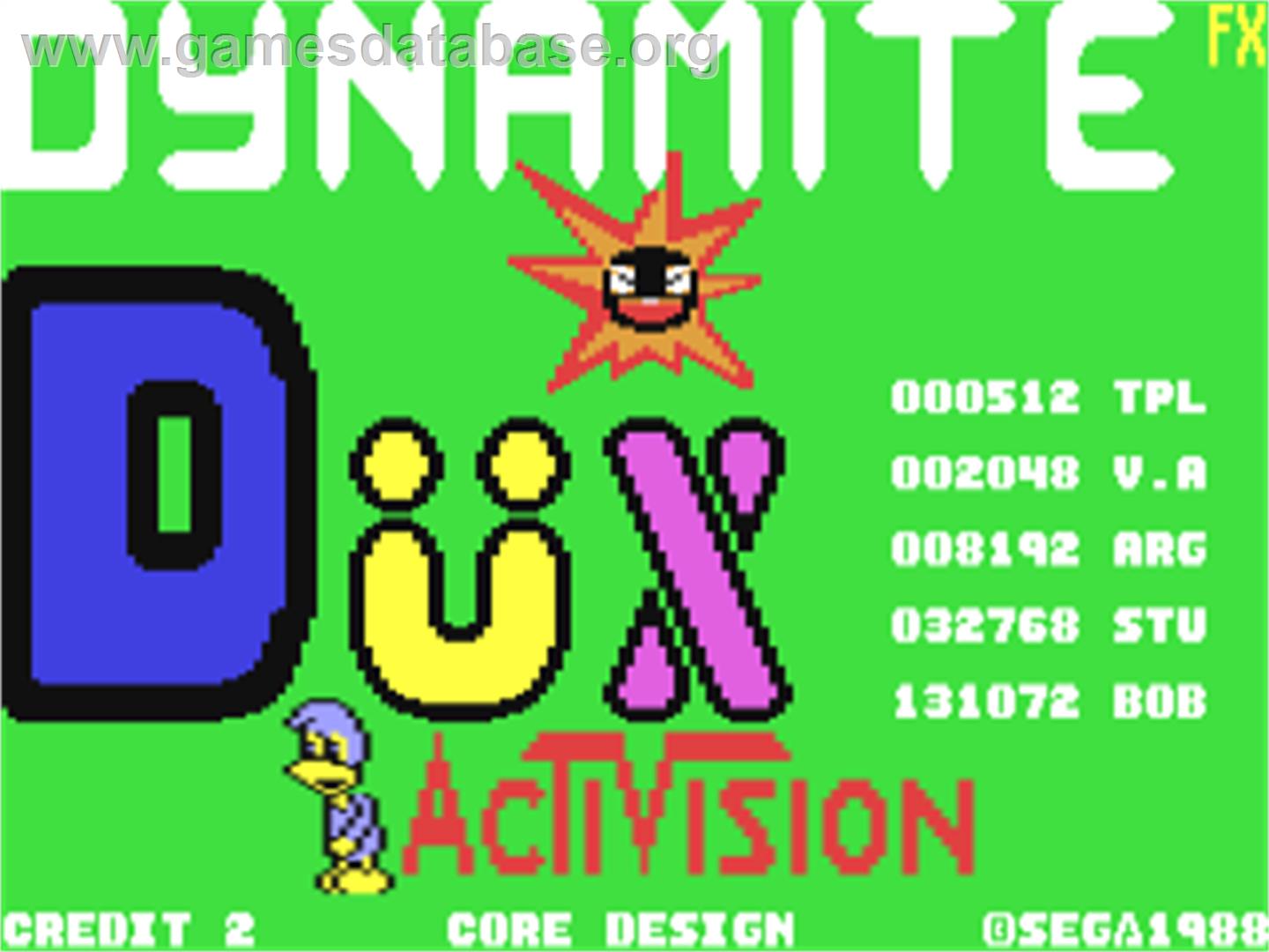 Dynamite Düx - Commodore 64 - Artwork - Title Screen