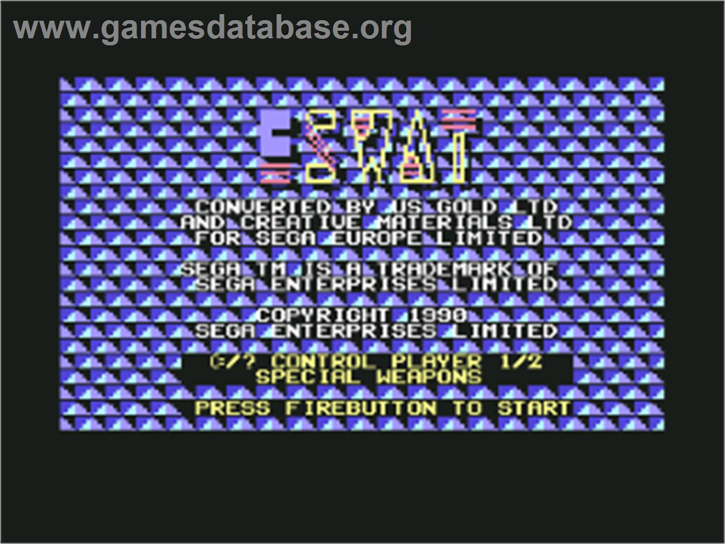 E-SWAT: Cyber Police - Commodore 64 - Artwork - Title Screen