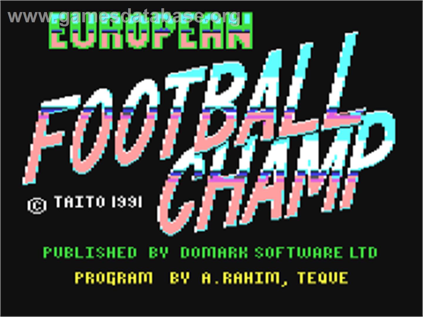 European Football Champ - Commodore 64 - Artwork - Title Screen