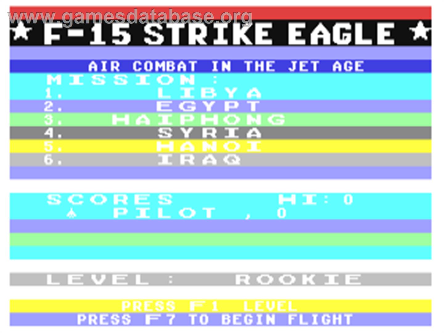 F-15 Strike Eagle - Commodore 64 - Artwork - Title Screen