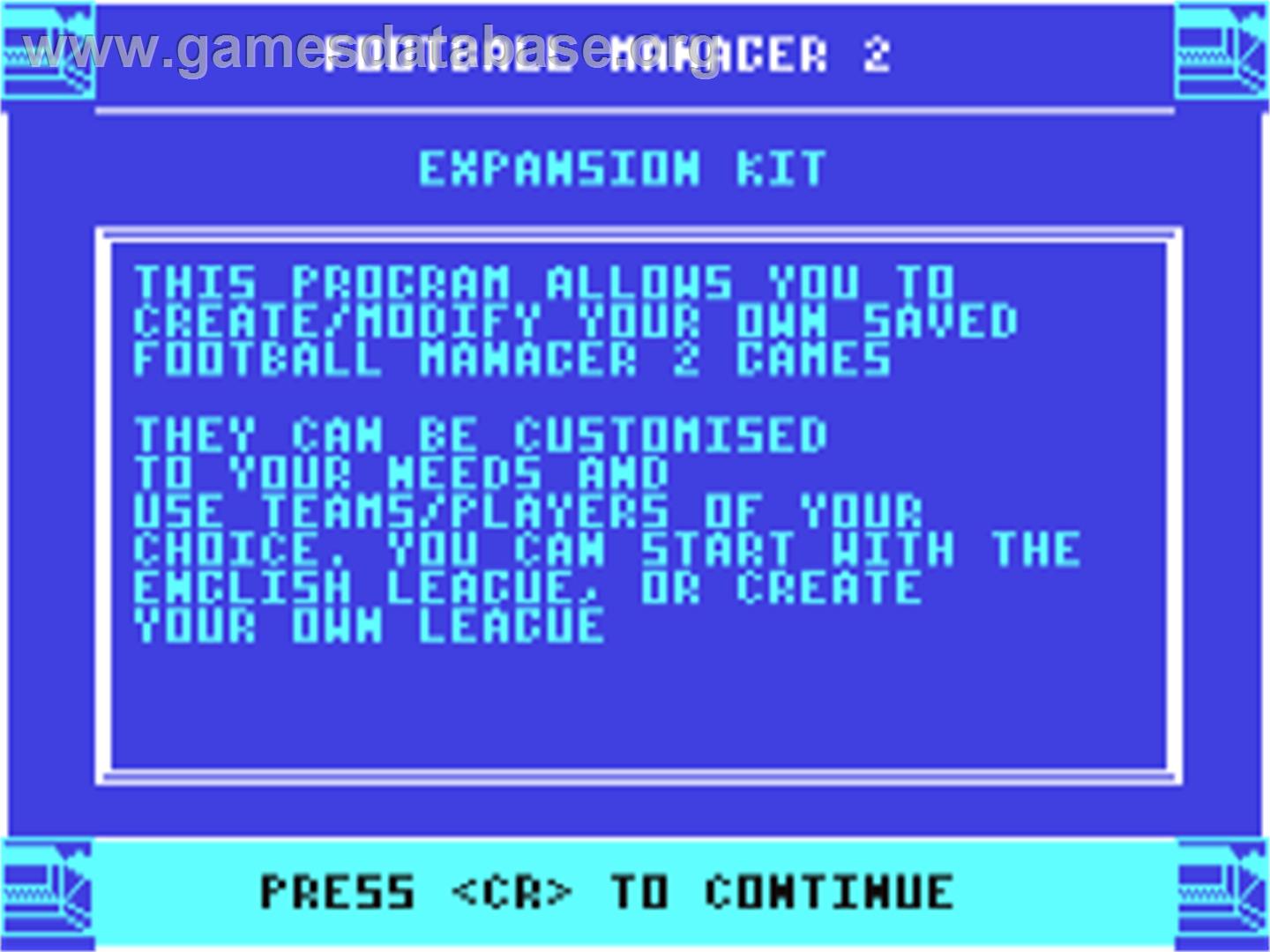 Football Manager 2 - Commodore 64 - Artwork - Title Screen