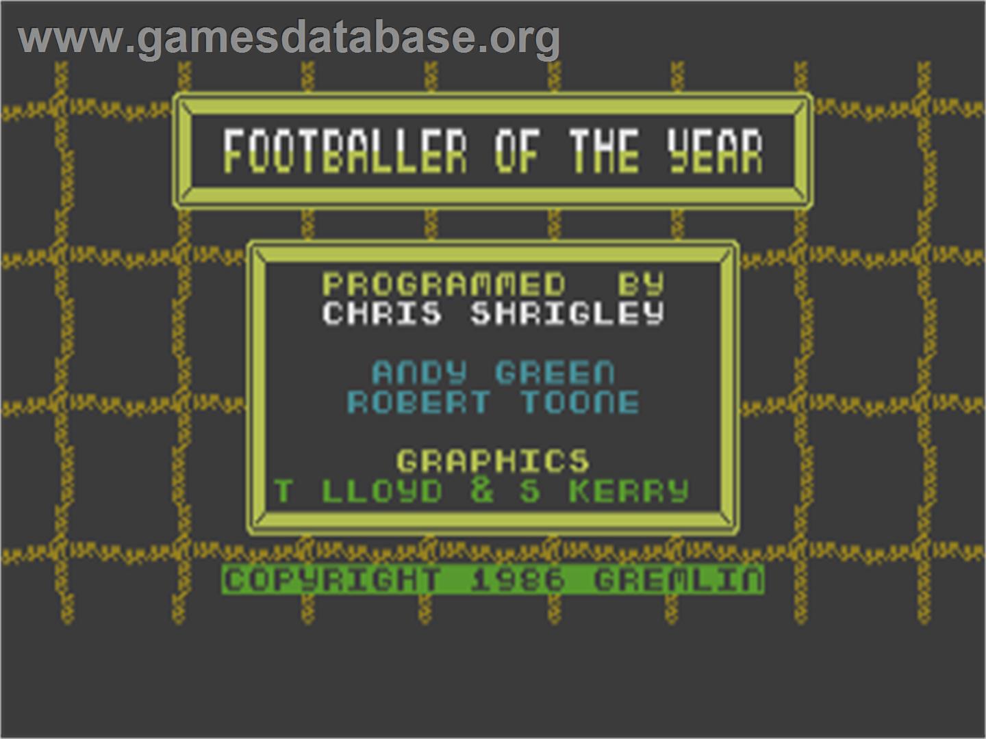 Footballer of the Year - Commodore 64 - Artwork - Title Screen