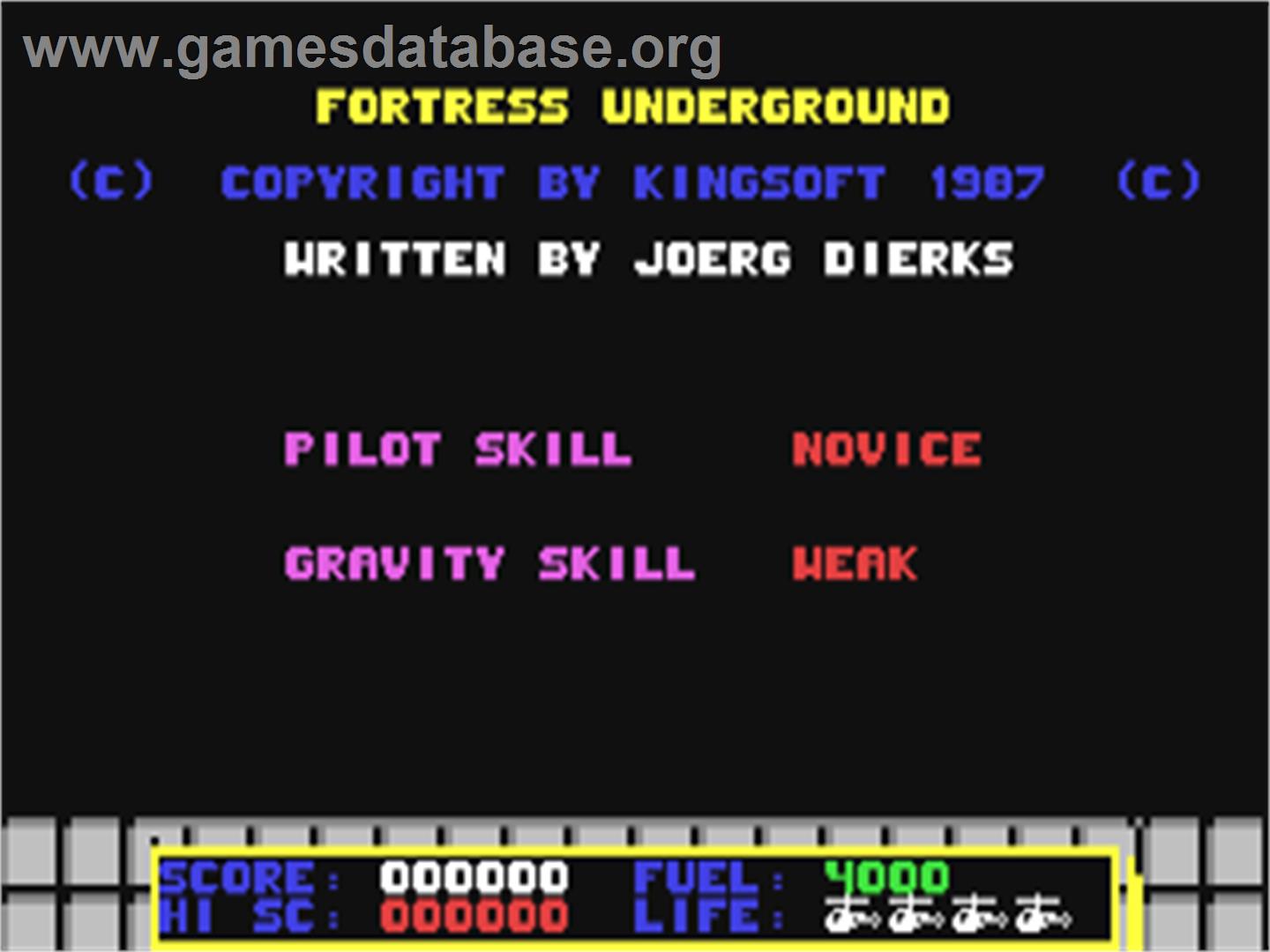 Fortress Underground - Commodore 64 - Artwork - Title Screen