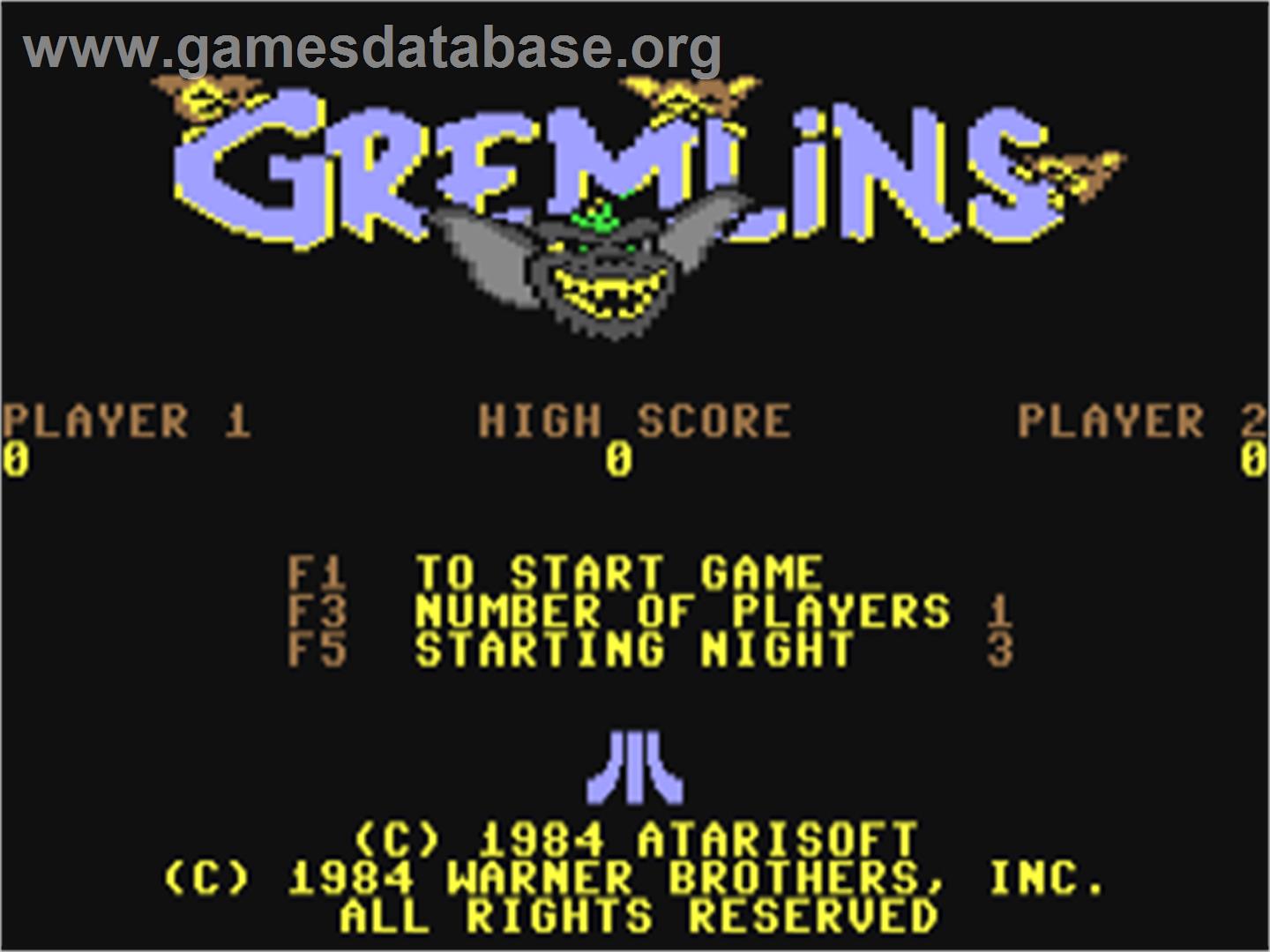 Gremlins - Commodore 64 - Artwork - Title Screen