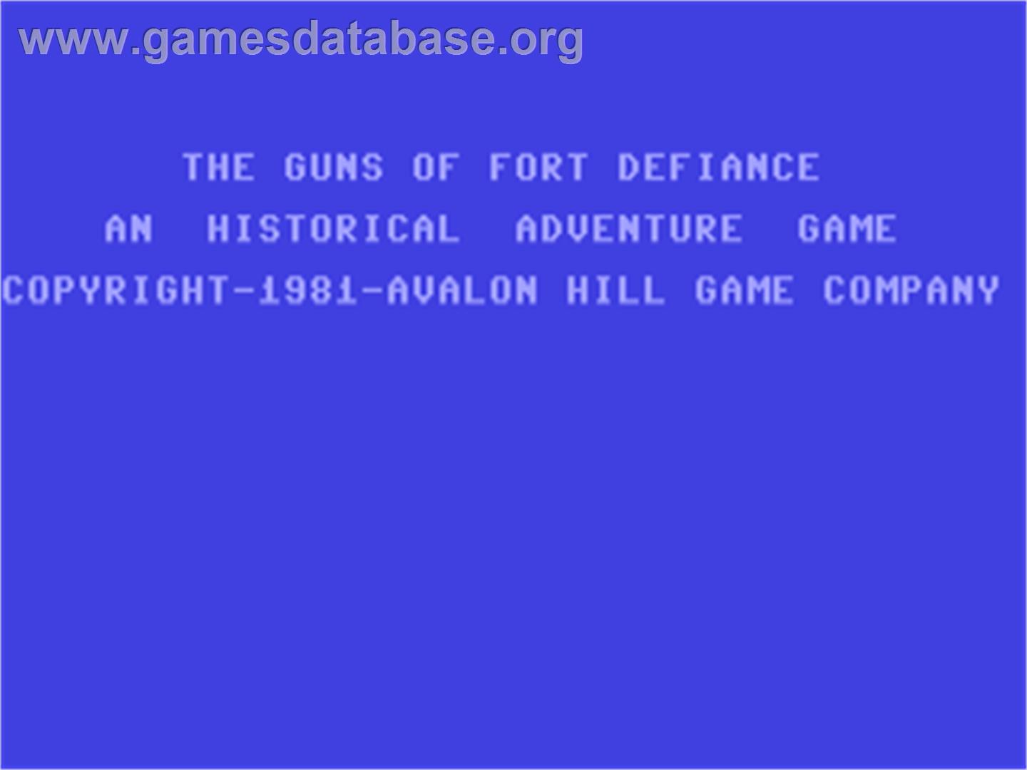 Guns of Fort Defiance - Commodore 64 - Artwork - Title Screen
