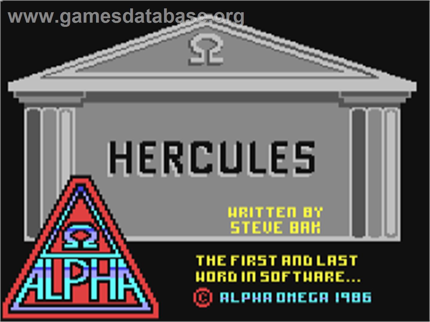 Hercules: Slayer of the Damned - Commodore 64 - Artwork - Title Screen