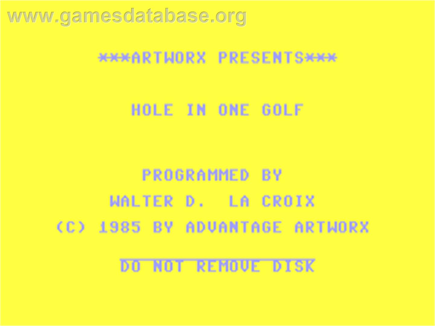 Hole-In-One Miniature Golf - Commodore 64 - Artwork - Title Screen