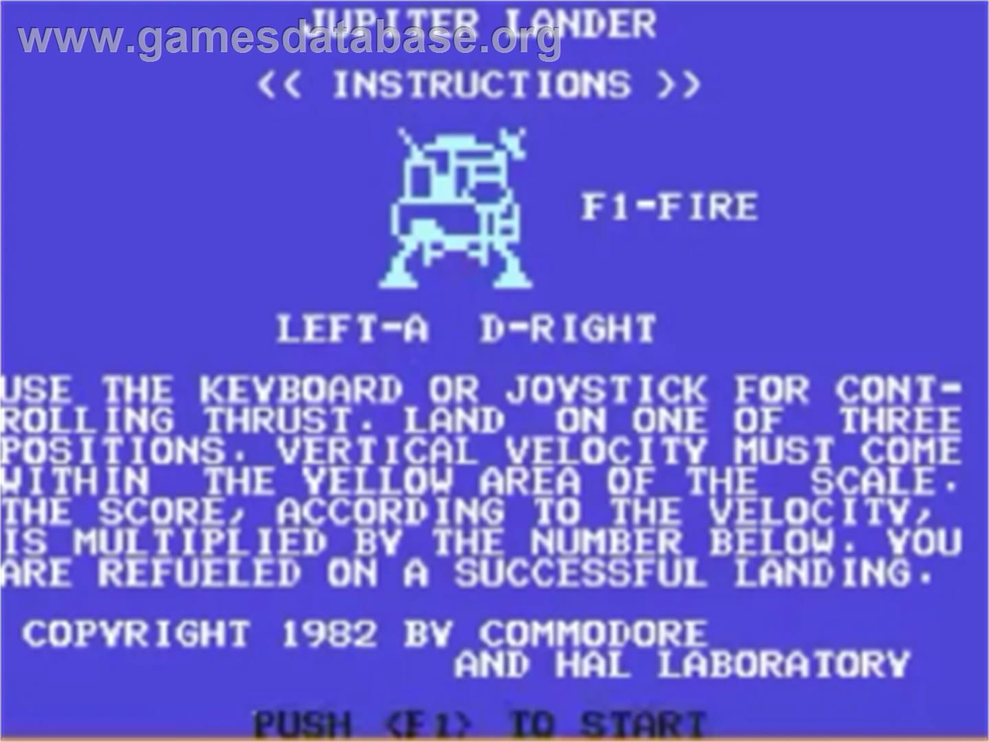 Jupiter Lander - Commodore 64 - Artwork - Title Screen