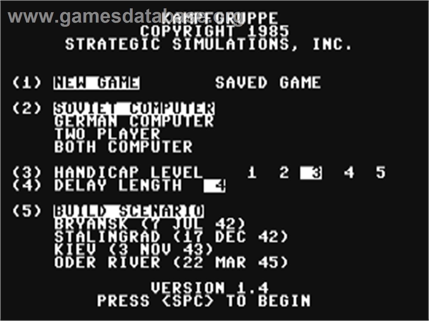 Kampfgruppe - Commodore 64 - Artwork - Title Screen
