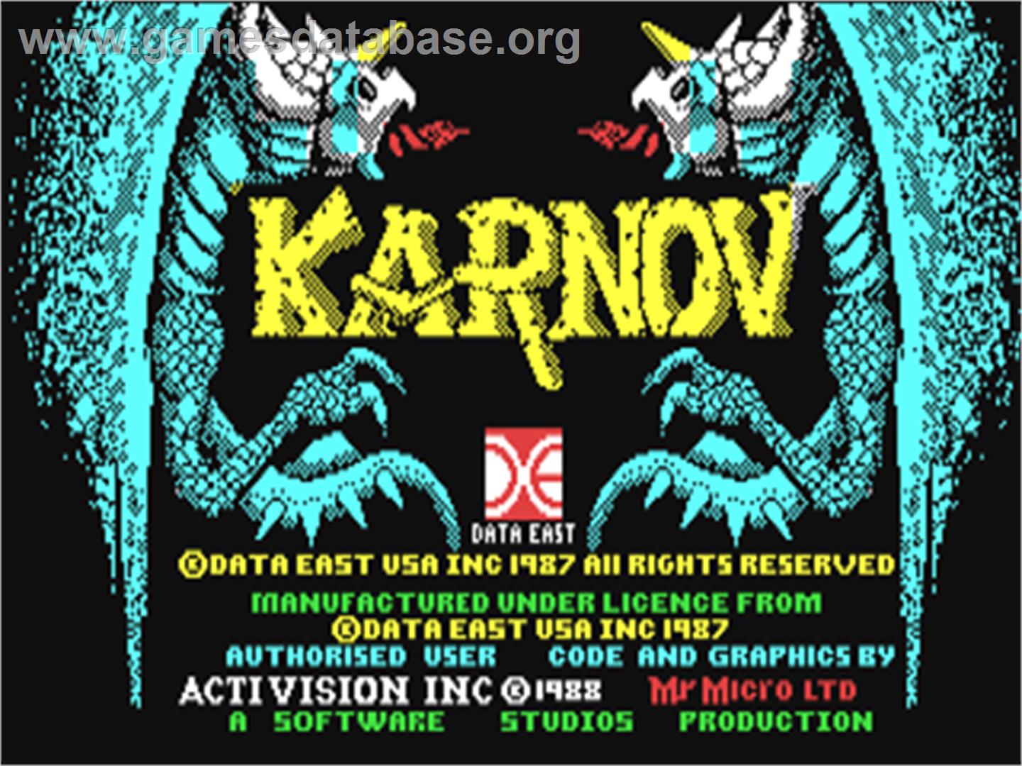 Karnov - Commodore 64 - Artwork - Title Screen