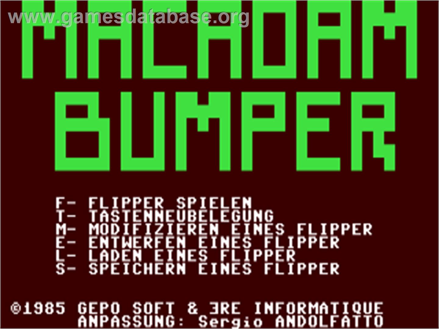Macadam Bumper - Commodore 64 - Artwork - Title Screen