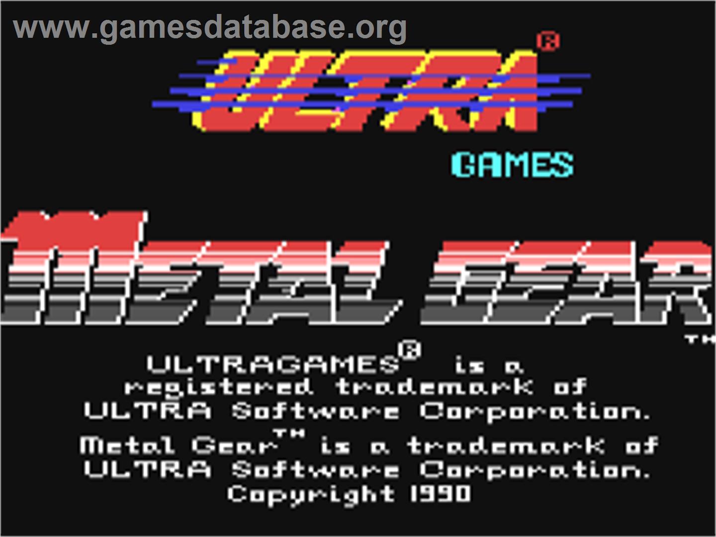 Metal Gear - Commodore 64 - Artwork - Title Screen