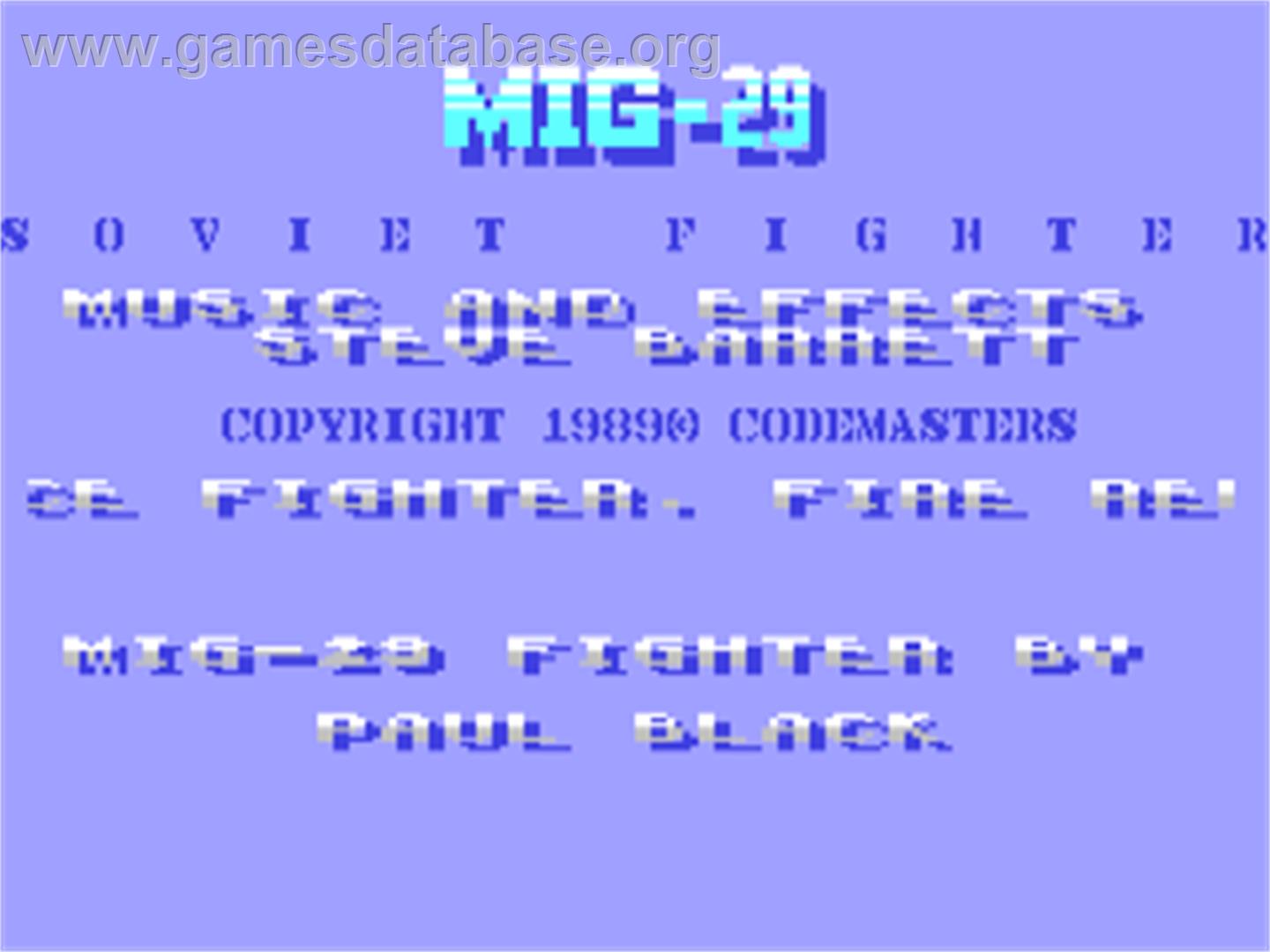 Mig-29 Soviet Fighter - Commodore 64 - Artwork - Title Screen