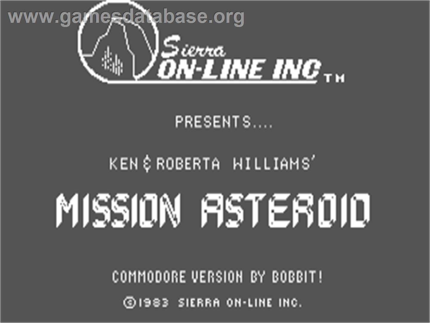 Mission: Asteroid - Commodore 64 - Artwork - Title Screen
