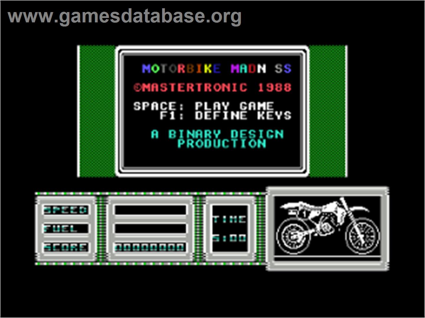 Motorbike Madness - Commodore 64 - Artwork - Title Screen