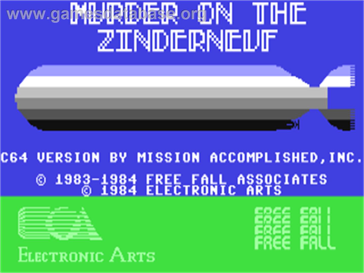 Murder on the Zinderneuf - Commodore 64 - Artwork - Title Screen