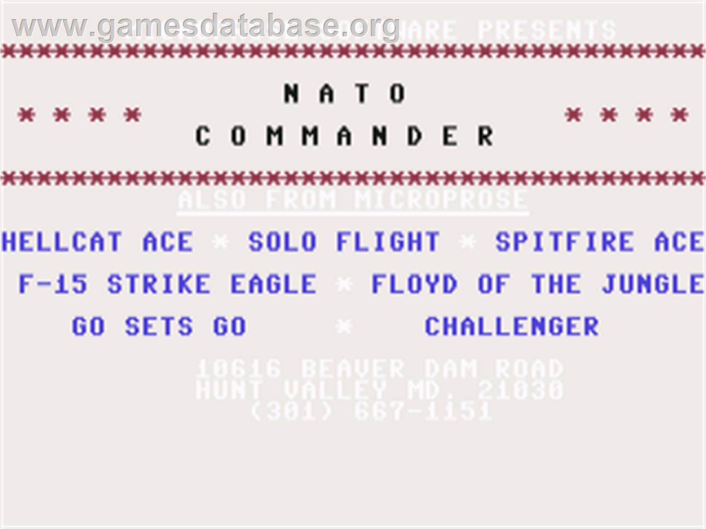NATO Commander - Commodore 64 - Artwork - Title Screen
