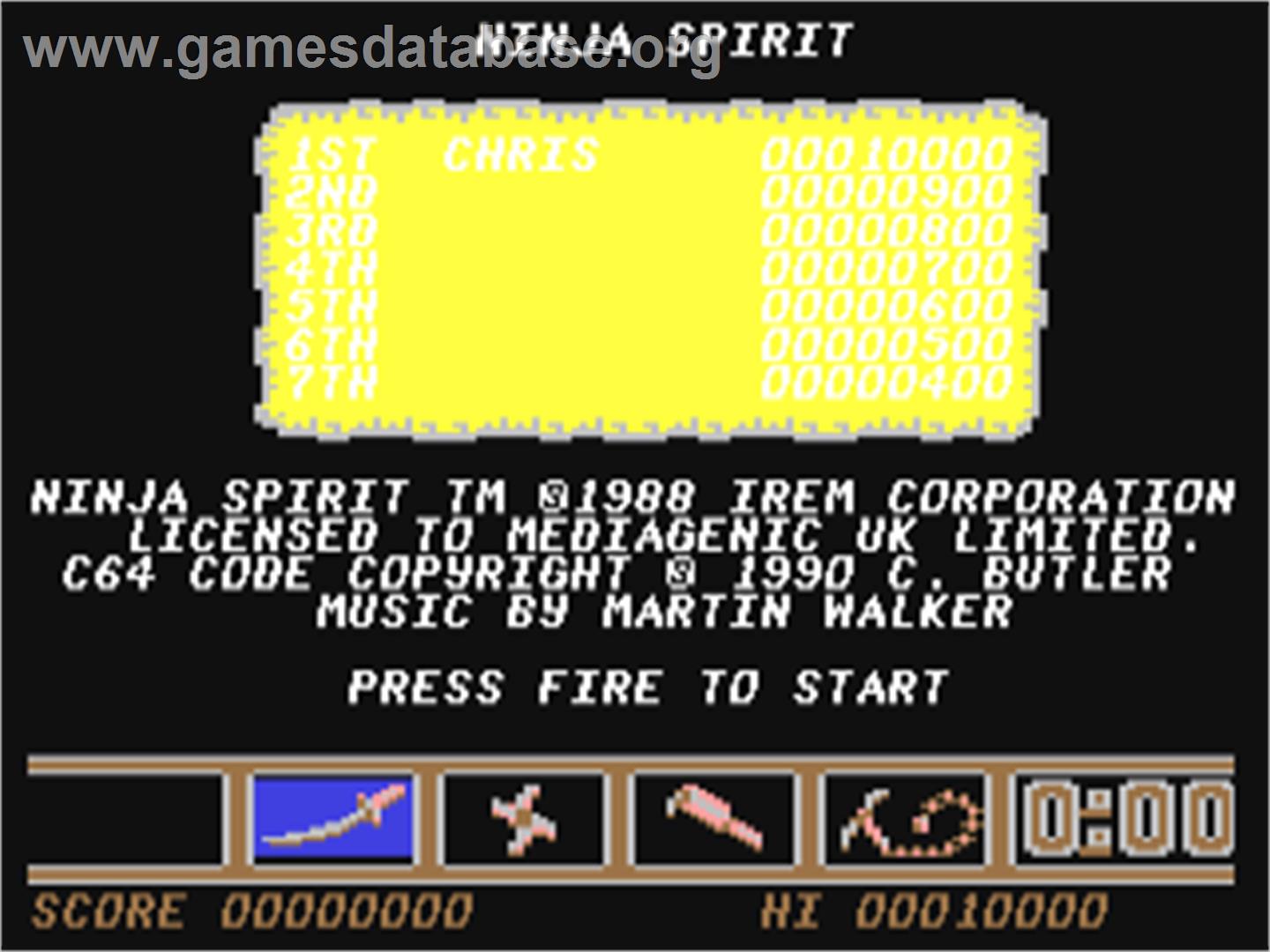 Ninja Spirit - Commodore 64 - Artwork - Title Screen
