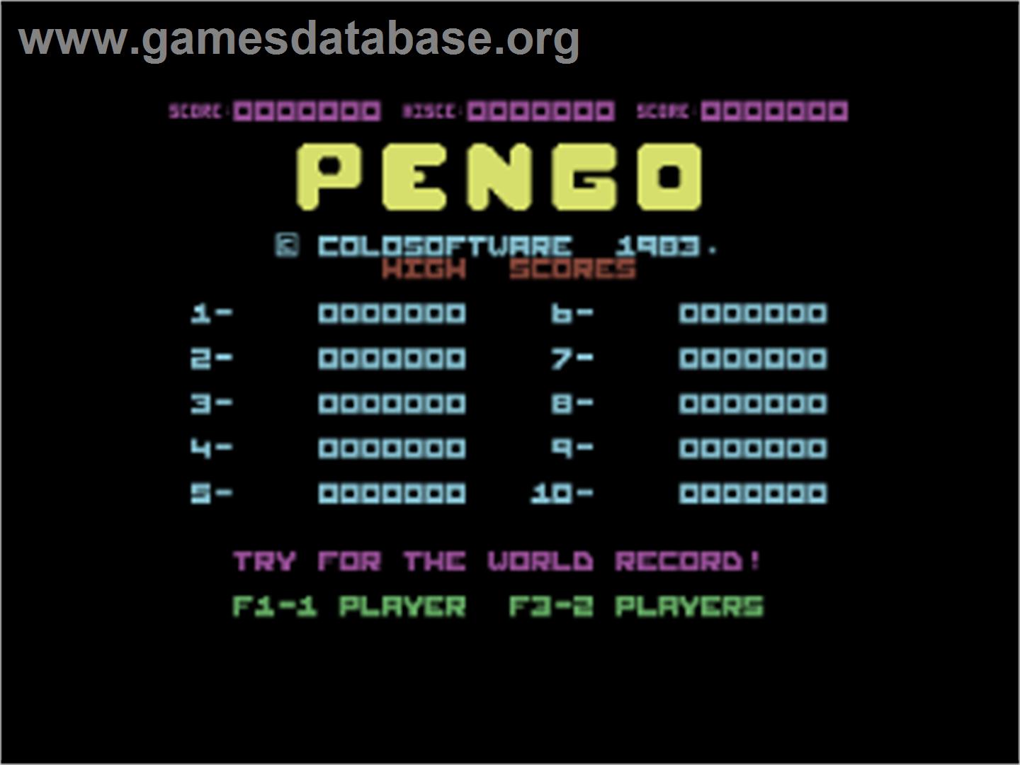 Pengo - Commodore 64 - Artwork - Title Screen