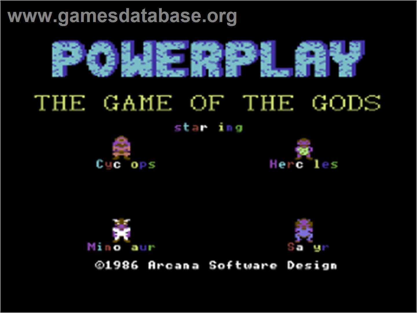 Powerplay: The Game of the Gods - Commodore 64 - Artwork - Title Screen