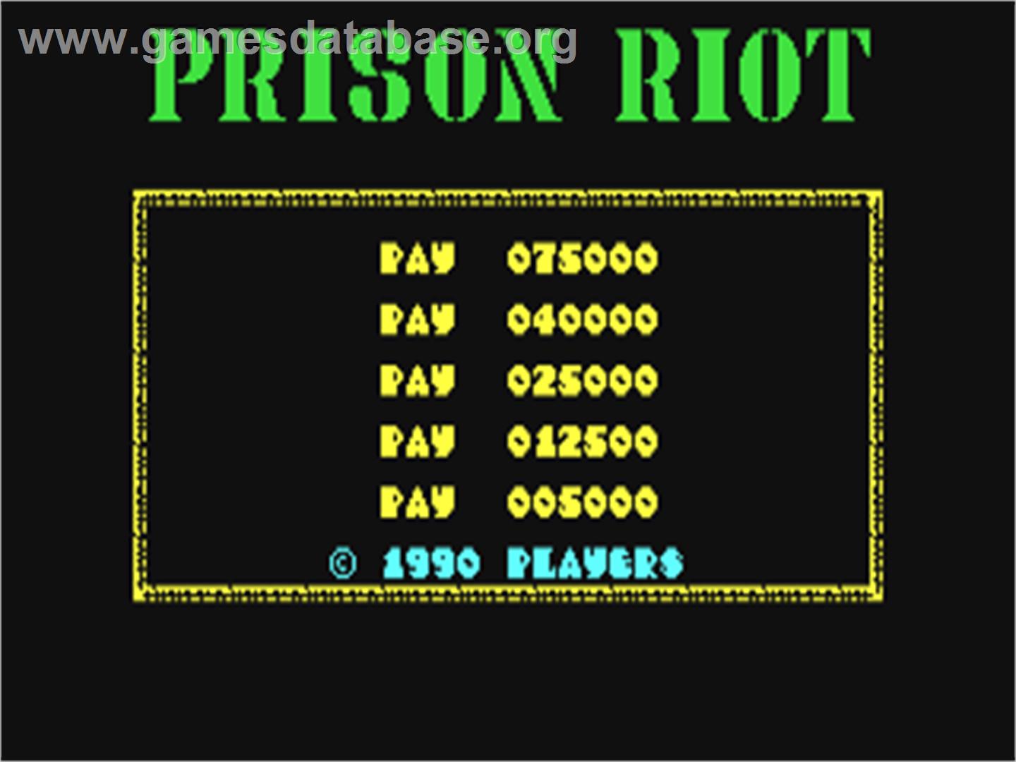 Prison Riot - Commodore 64 - Artwork - Title Screen