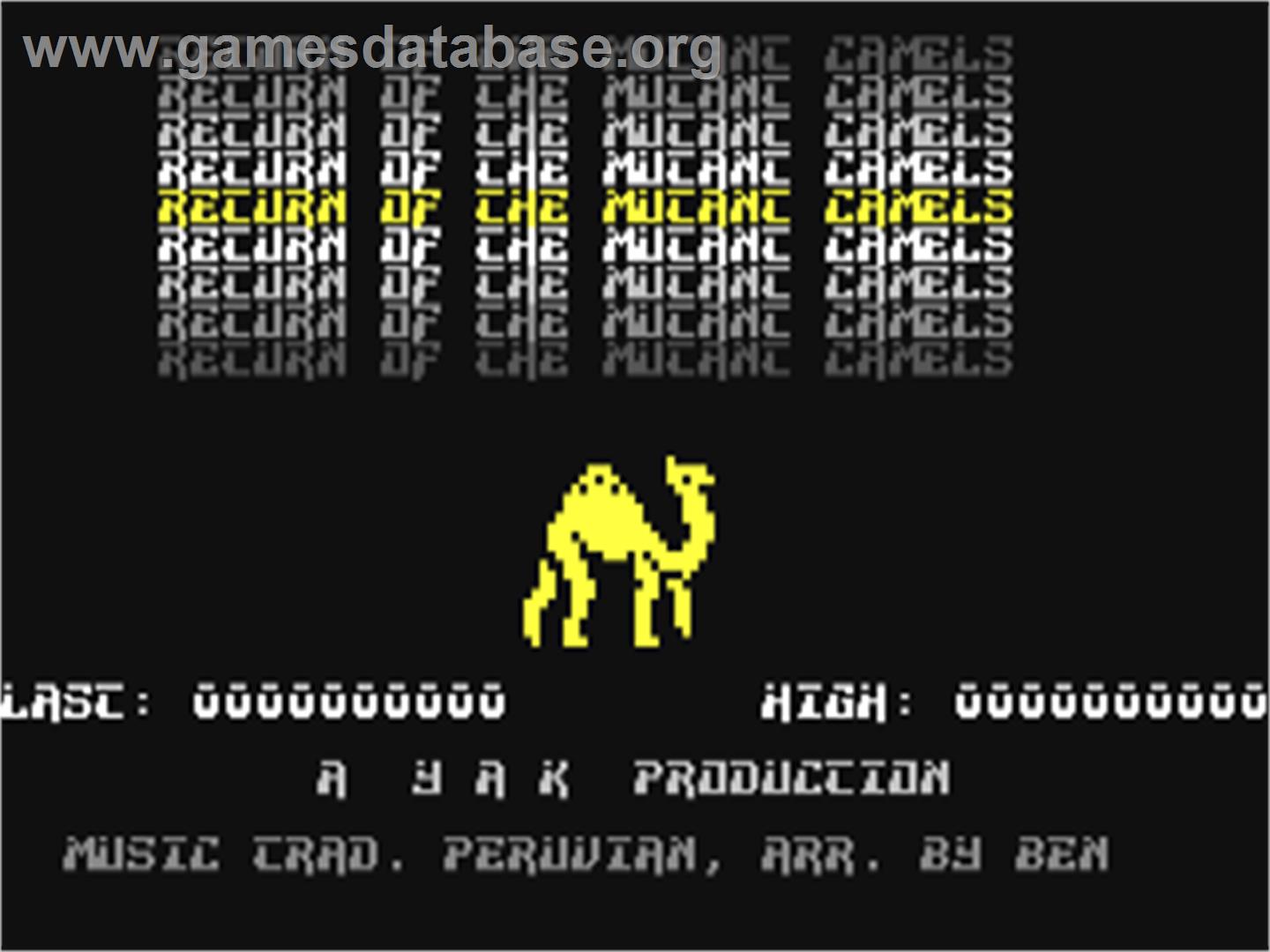 Return of the Mutant Camels - Commodore 64 - Artwork - Title Screen