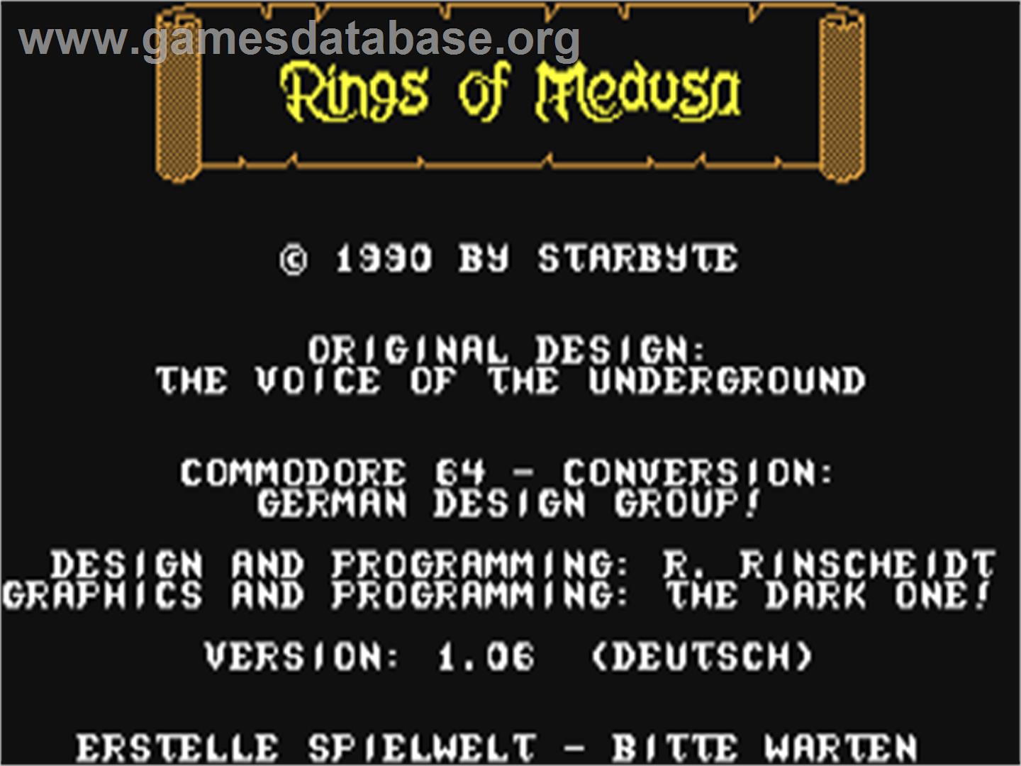 Rings of Medusa - Commodore 64 - Artwork - Title Screen