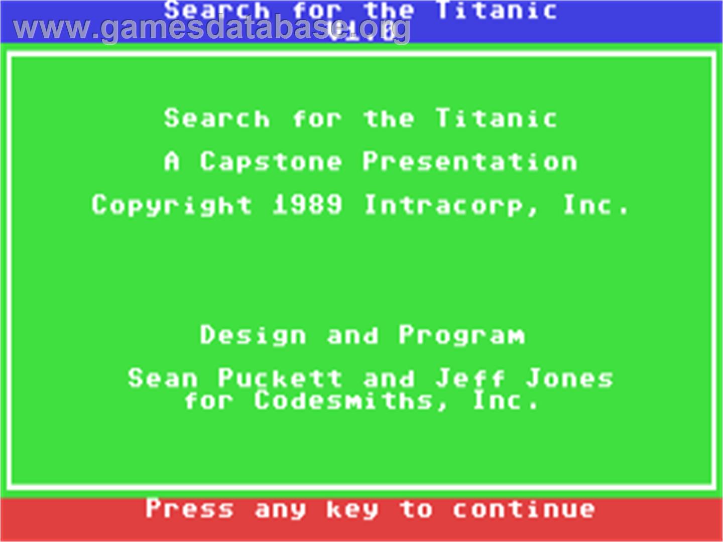 Search for the Titanic - Commodore 64 - Artwork - Title Screen