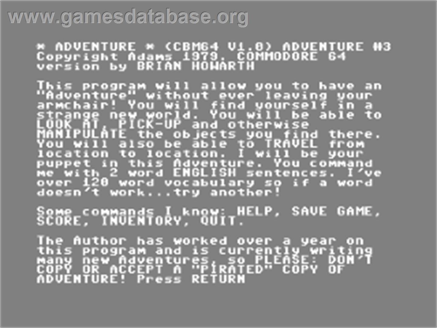 Secret Mission - Commodore 64 - Artwork - Title Screen