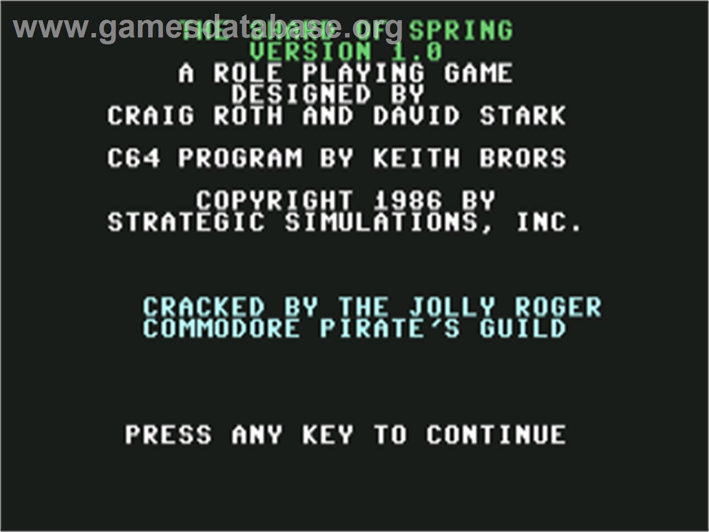 Shard of Spring - Commodore 64 - Artwork - Title Screen