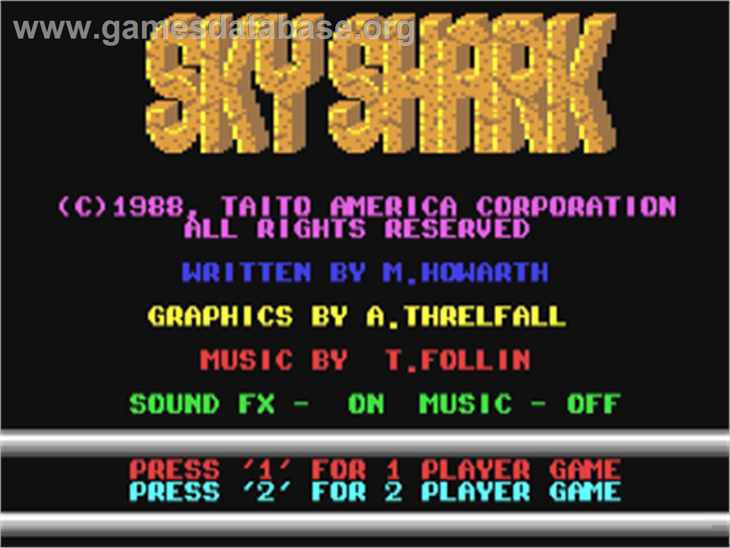 Sky Shark - Commodore 64 - Artwork - Title Screen