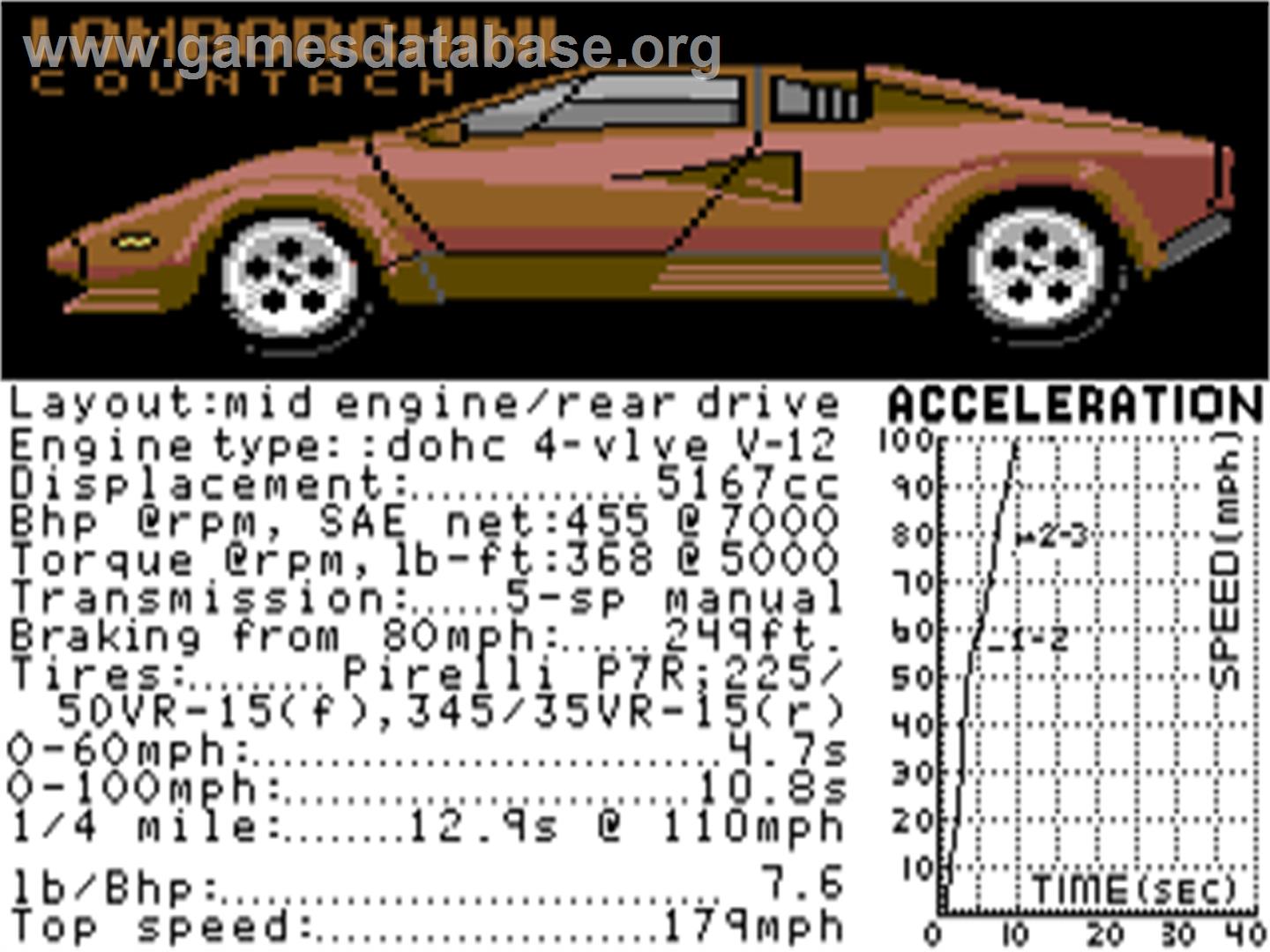 Test Drive II Car Disk: The Supercars - Commodore 64 - Artwork - Title Screen