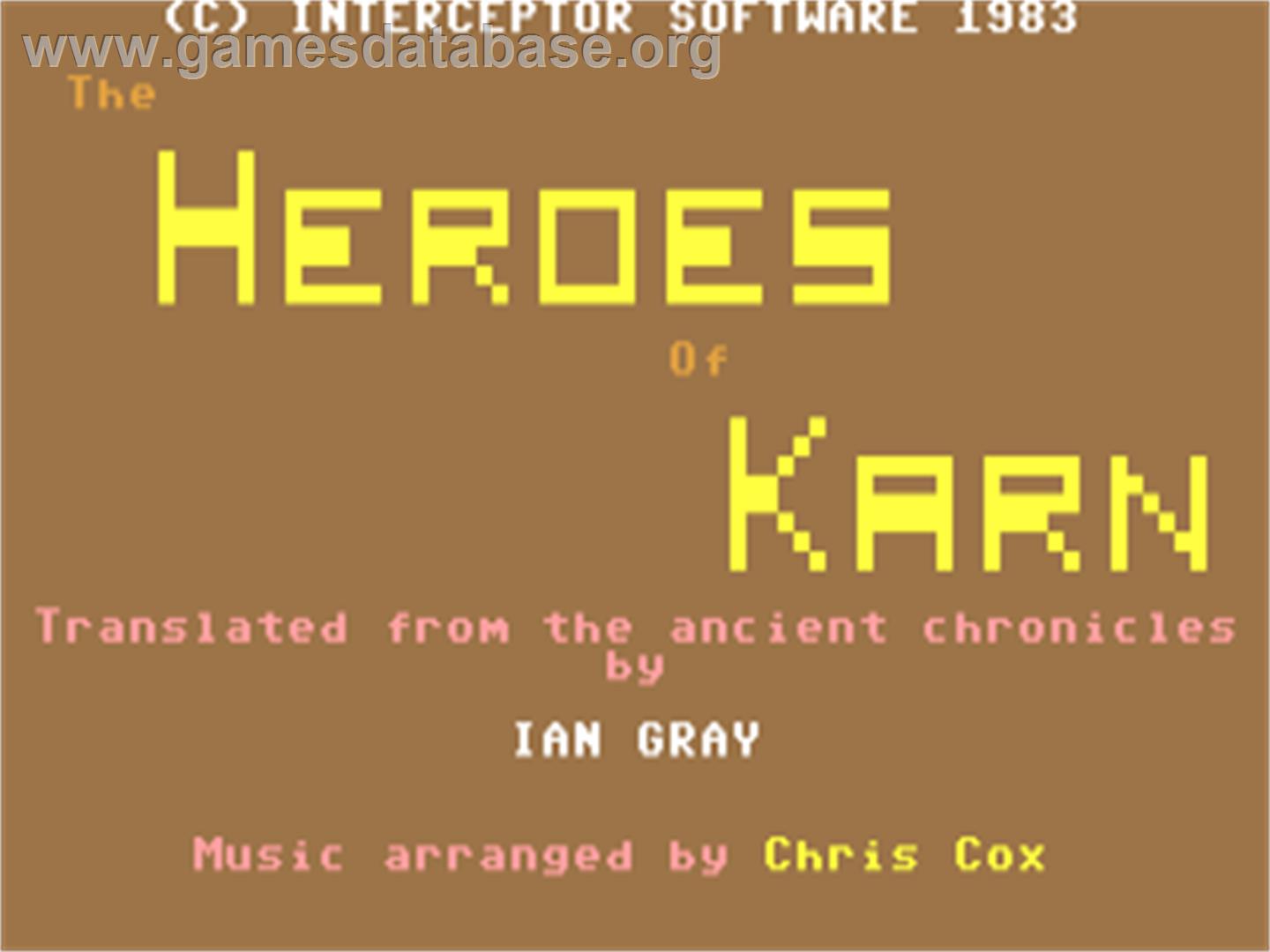 The Heroes of Karn - Commodore 64 - Artwork - Title Screen