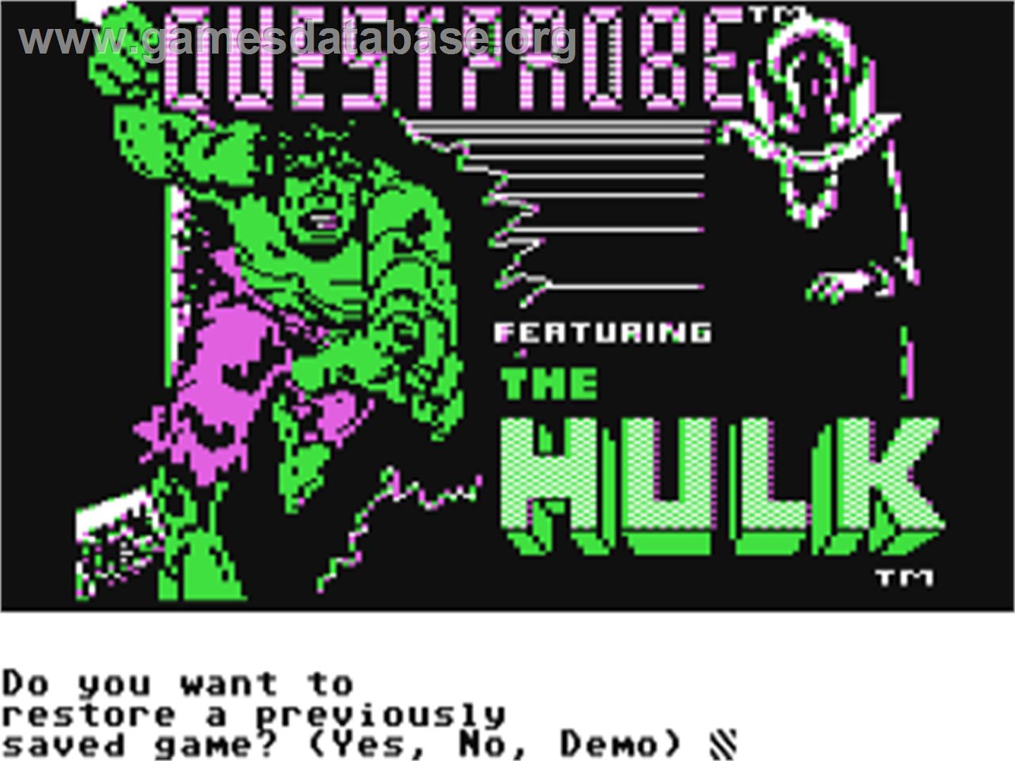 The Hulk - Commodore 64 - Artwork - Title Screen