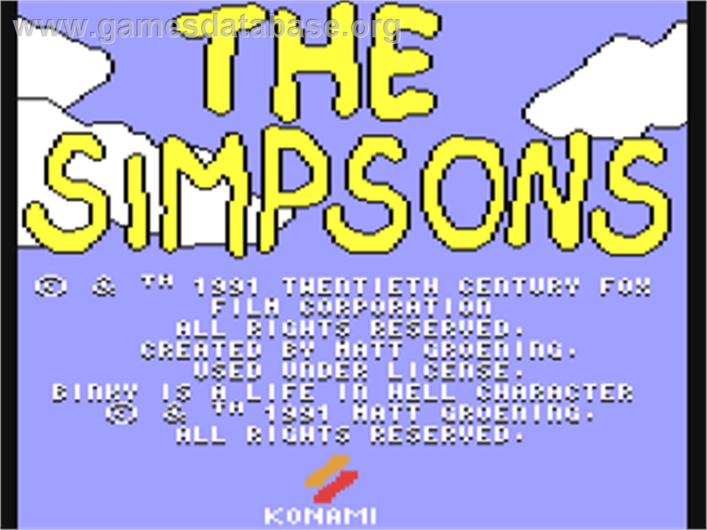 The Simpsons Arcade Game - Commodore 64 - Artwork - Title Screen