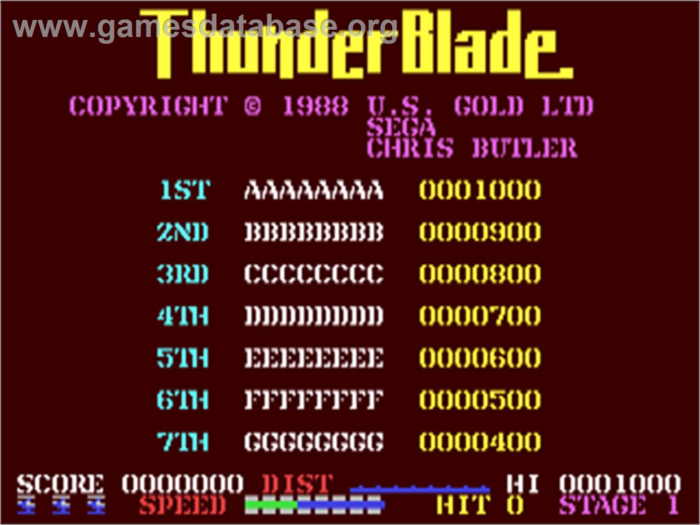 ThunderBlade - Commodore 64 - Artwork - Title Screen
