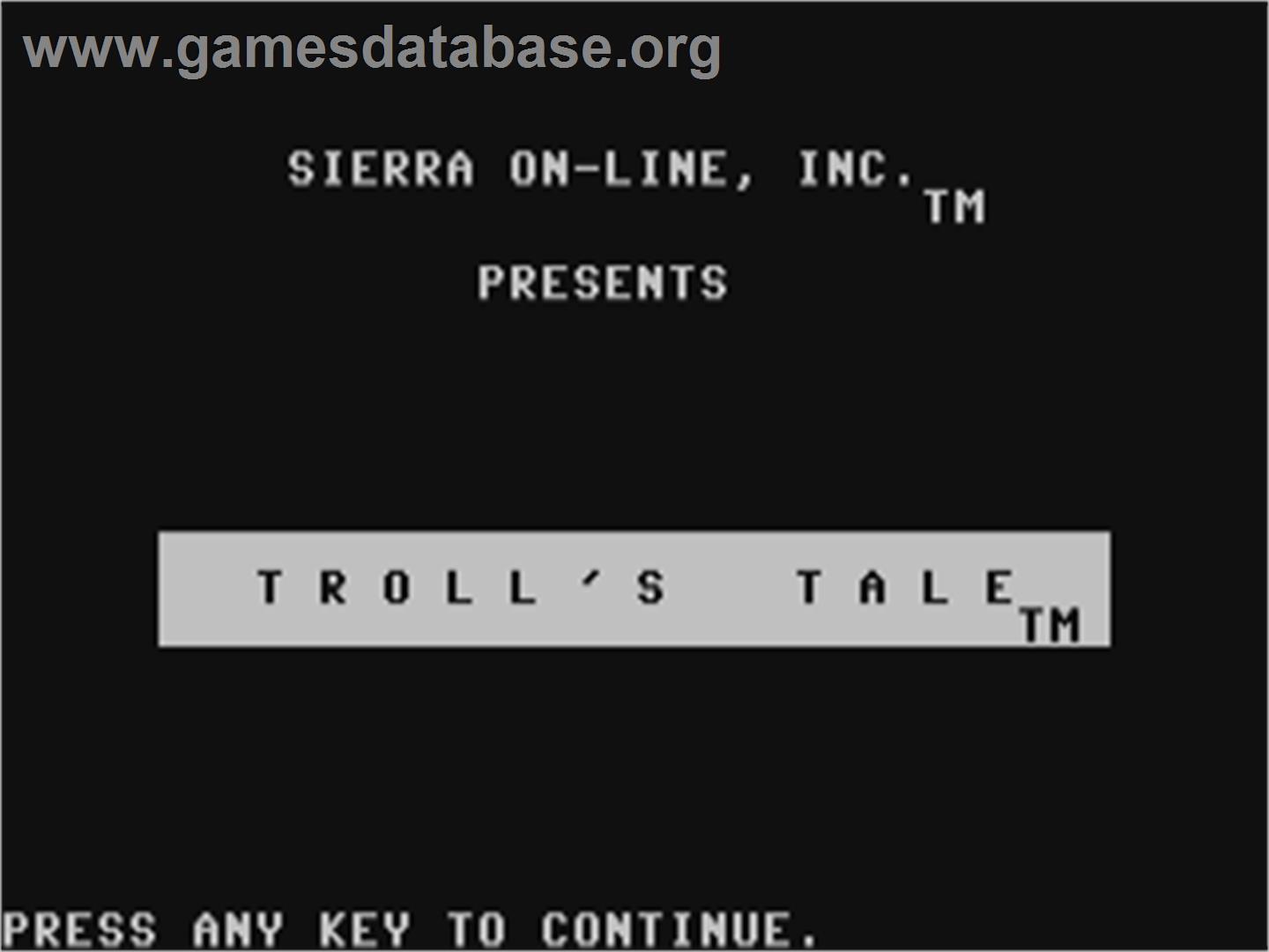 Troll's Tale - Commodore 64 - Artwork - Title Screen