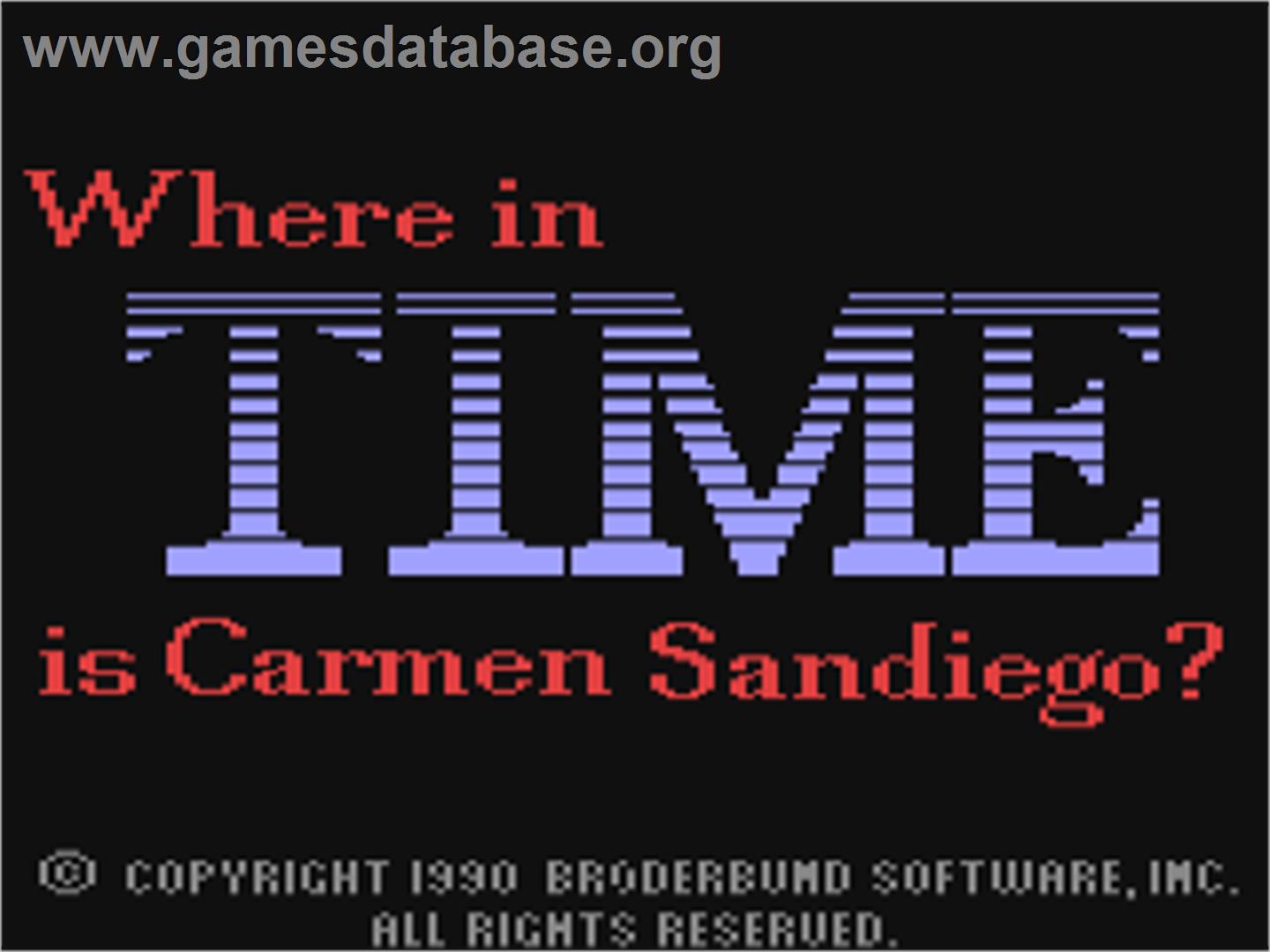 Where in Time is Carmen Sandiego? - Commodore 64 - Artwork - Title Screen