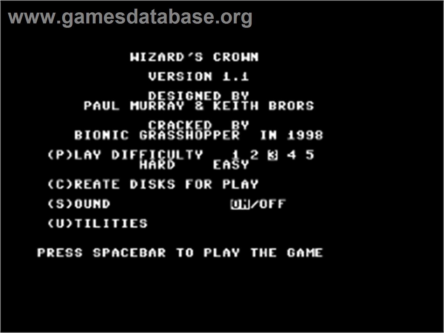 Wizard's Crown - Commodore 64 - Artwork - Title Screen