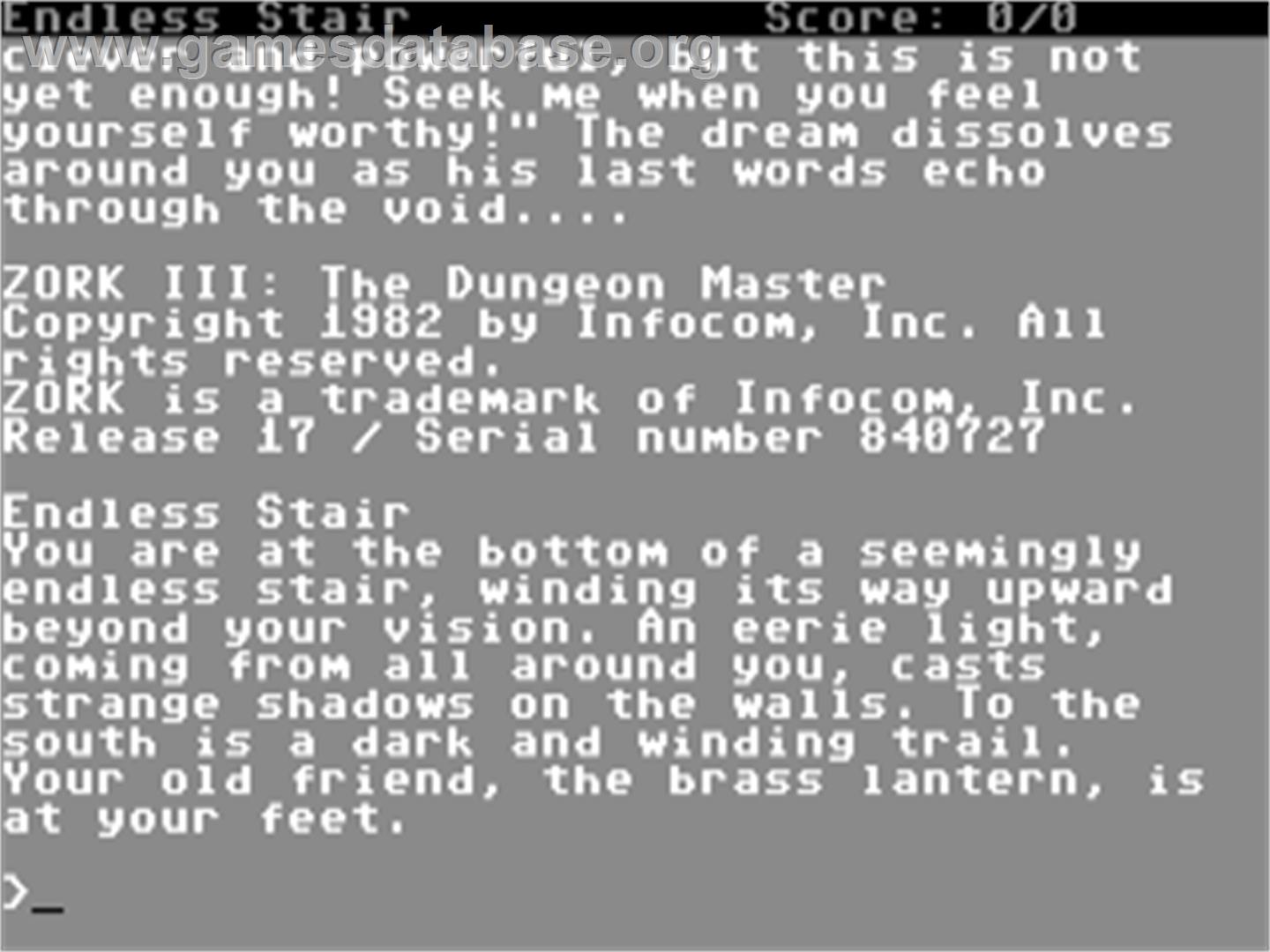 Zork III - The Dungeon Master - Commodore 64 - Artwork - Title Screen